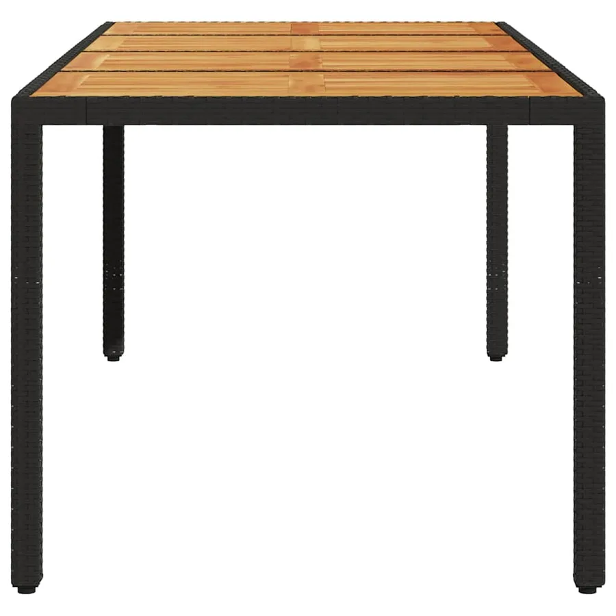 Table de jardin et dessus en bois d'acacia noir résine tressée - 5