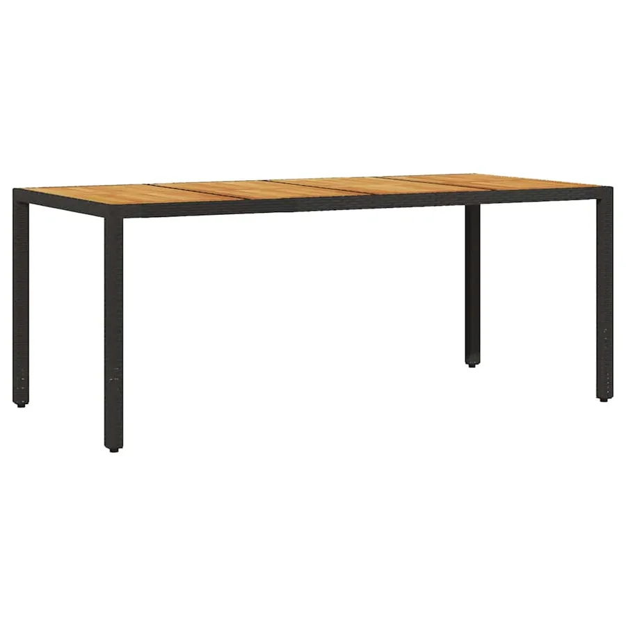 Table de jardin et dessus en bois d'acacia noir résine tressée - 6