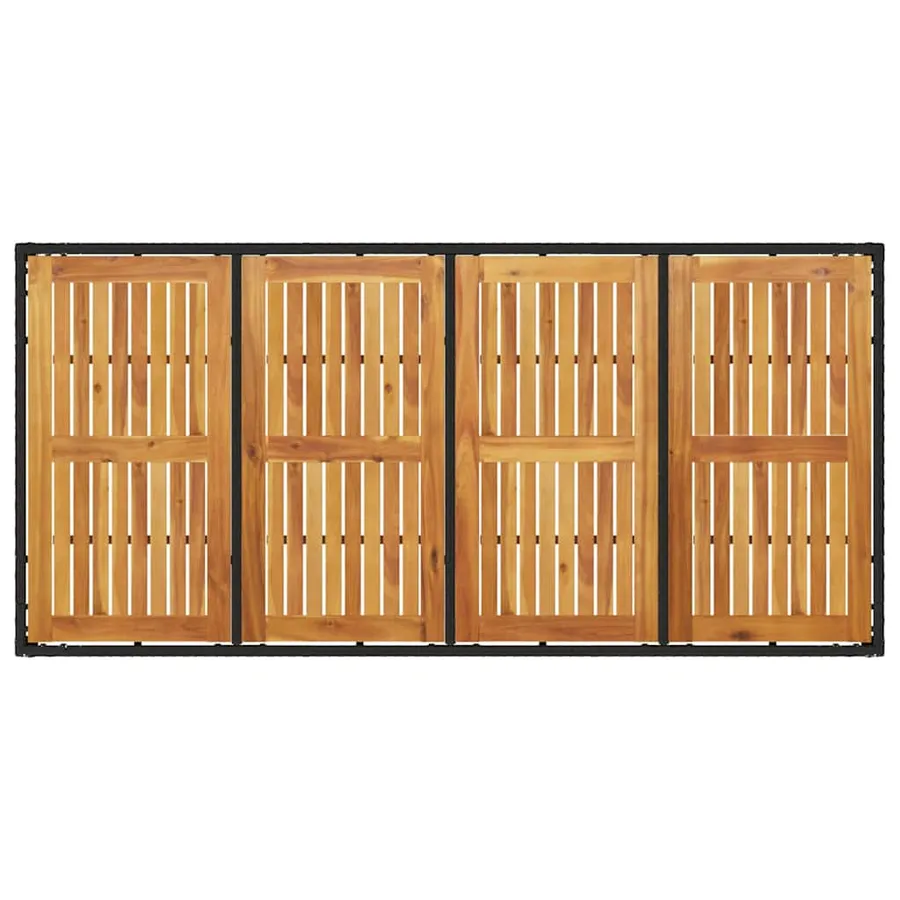 Table de jardin et dessus en bois d'acacia noir résine tressée - 7