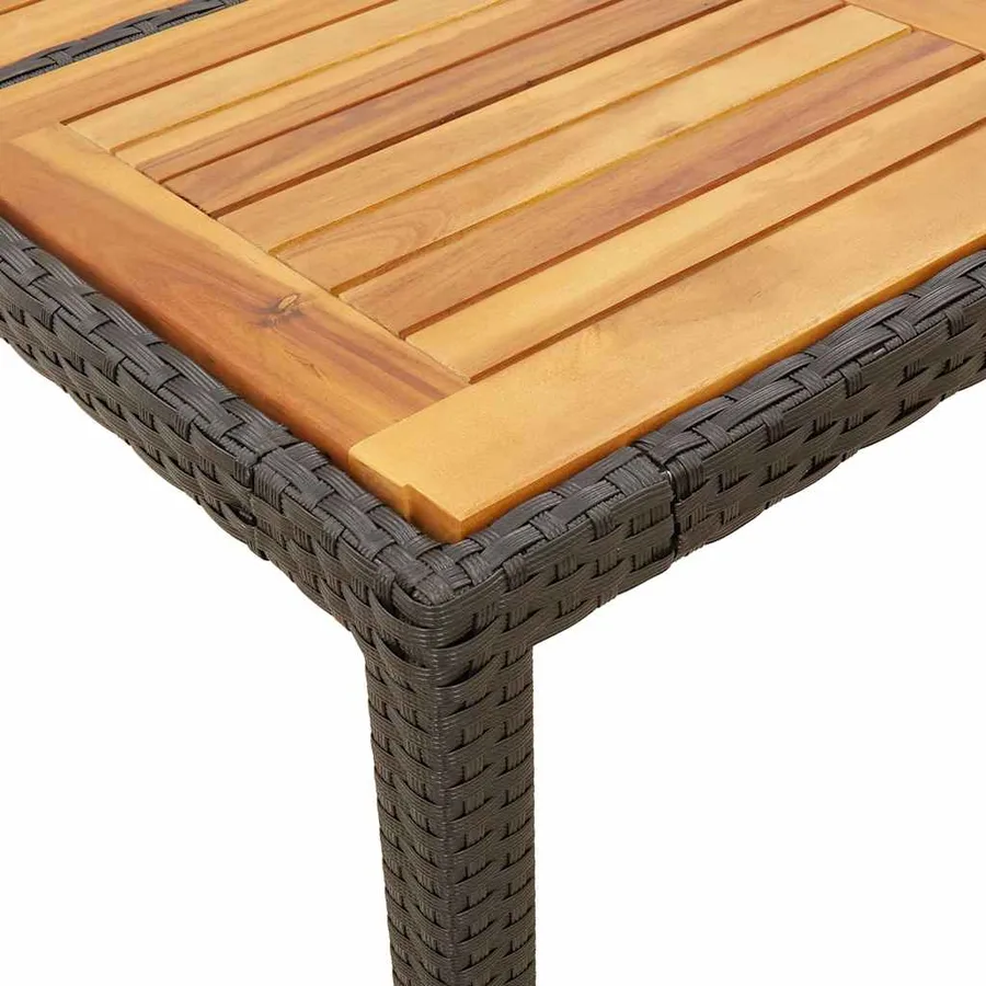Table de jardin et dessus en bois d'acacia noir résine tressée - 8
