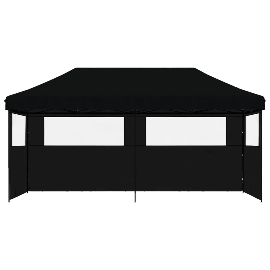 Tente de réception pliable escamotable 3 parois latérales noir - 3