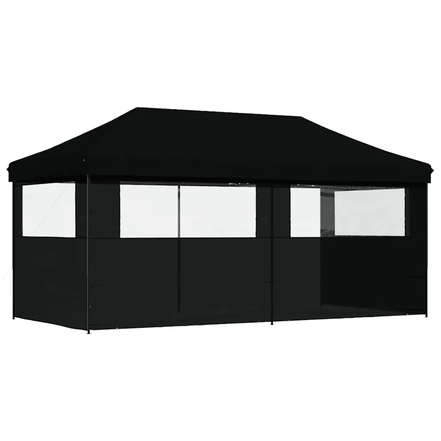 Tente de réception pliable escamotable 3 parois latérales noir - 4