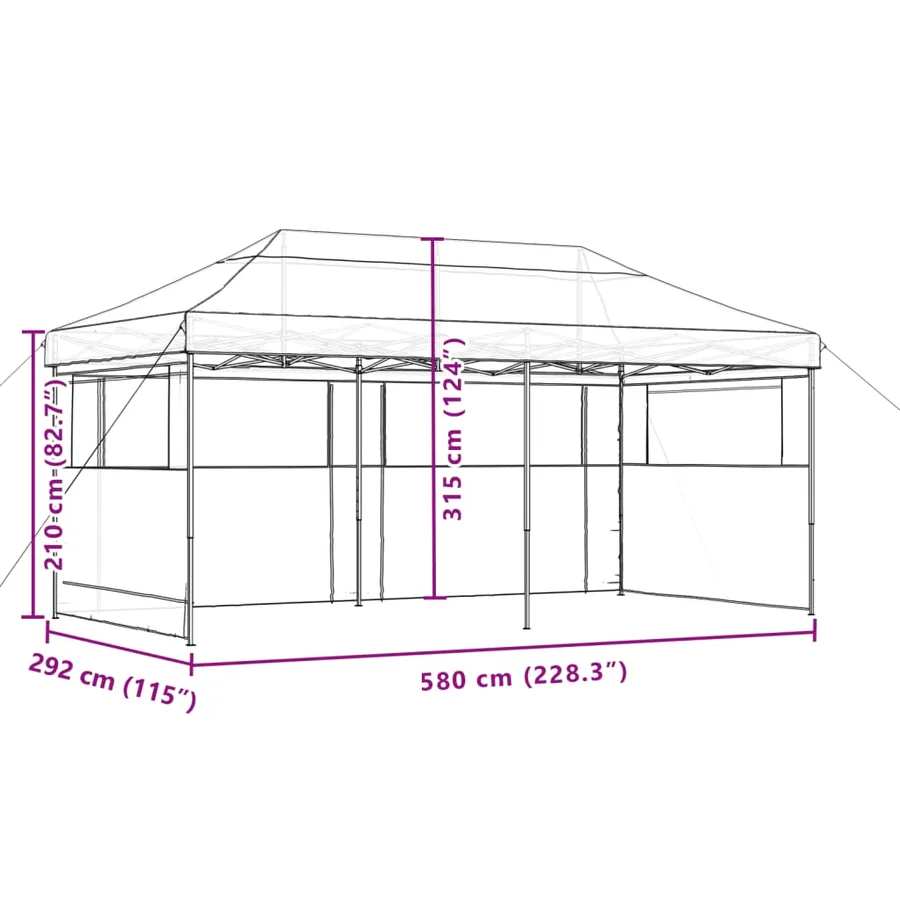 Tente de réception pliable escamotable 3 parois latérales noir - 9