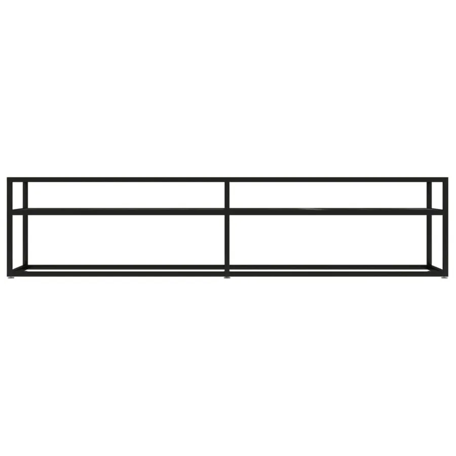 Meuble TV marbre noir 180x40x40,5 cm verre trempé - 3