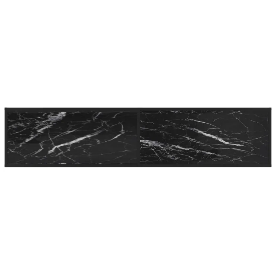 Meuble TV marbre noir 180x40x40,5 cm verre trempé - 5