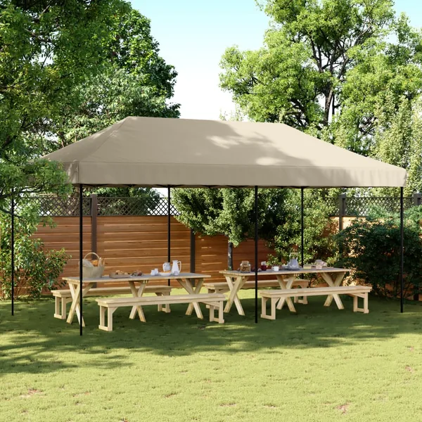 Tente de réception pliable escamotable taupe 580x292x315 cm