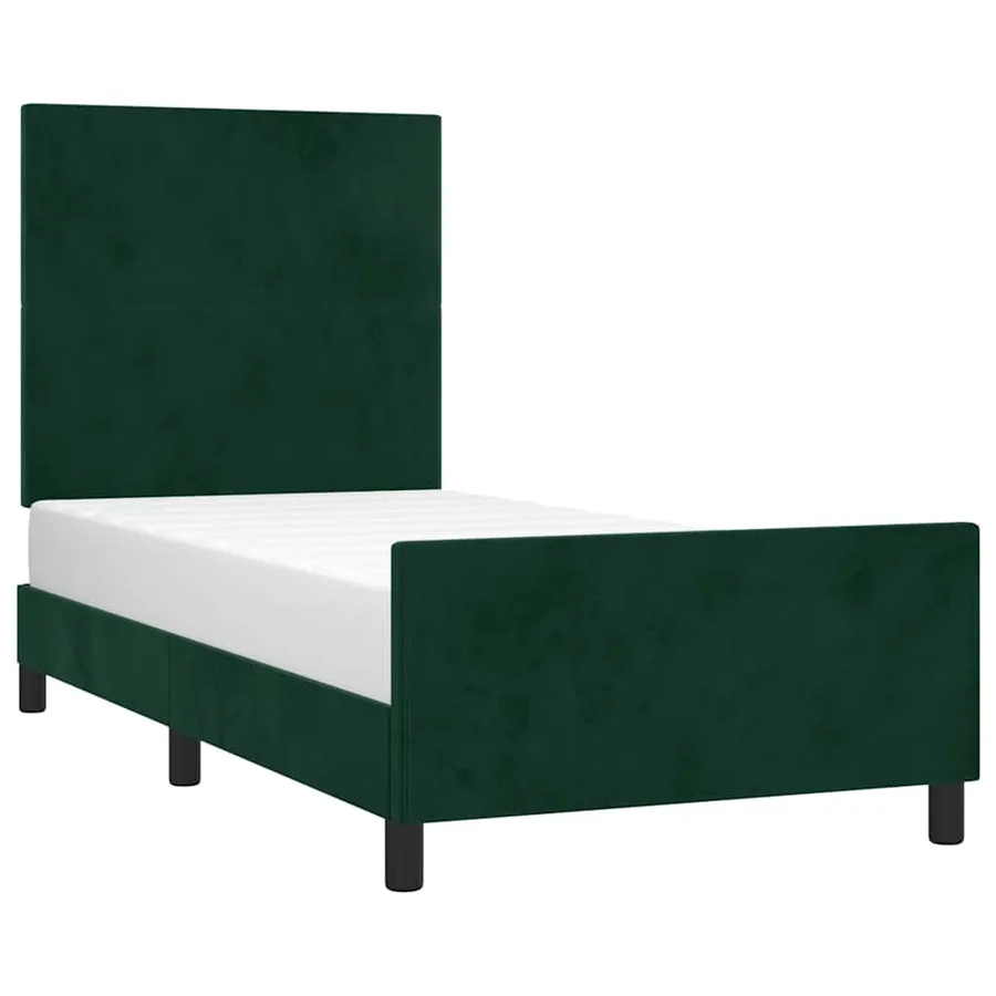 Cadre de lit sans matelas vert foncé 90x200 cm velours - 3