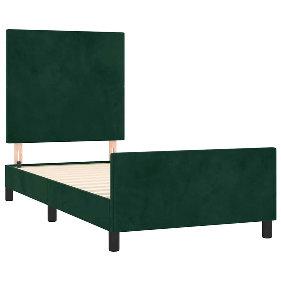 Cadre de lit sans matelas vert foncé 90x200 cm velours - 4