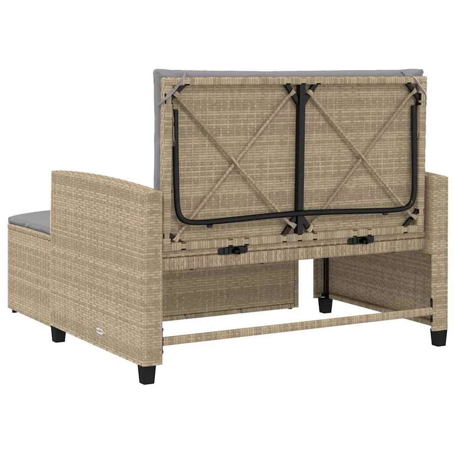 Canapé de jardin avec coussins 2 places beige résine tressée - 8