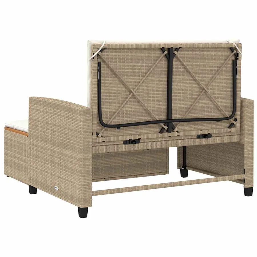 Canapé de jardin 2 places coussins beige résine tressée&acacia - 8