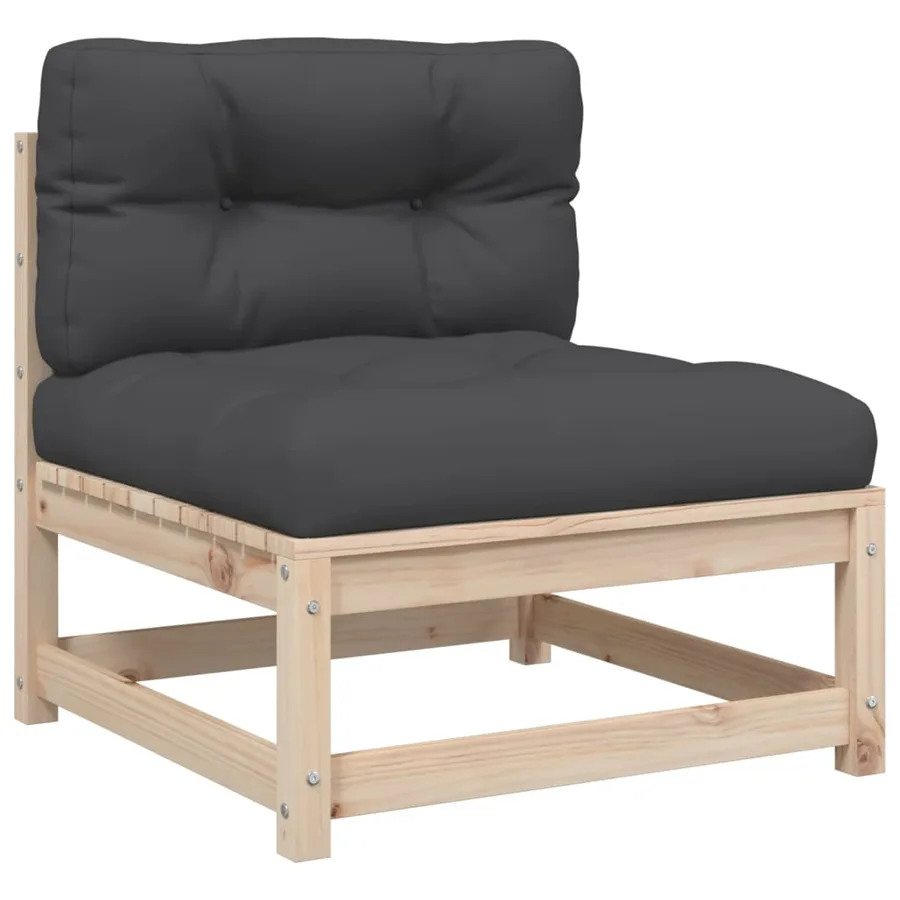 Salon de jardin 6 pcs avec coussins bois de pin massif - 5