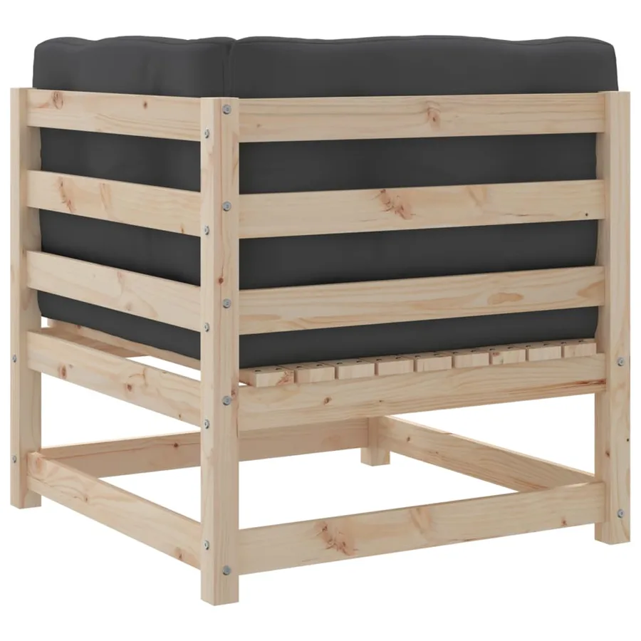 Salon de jardin 2 pcs avec coussins bois de pin massif - 5
