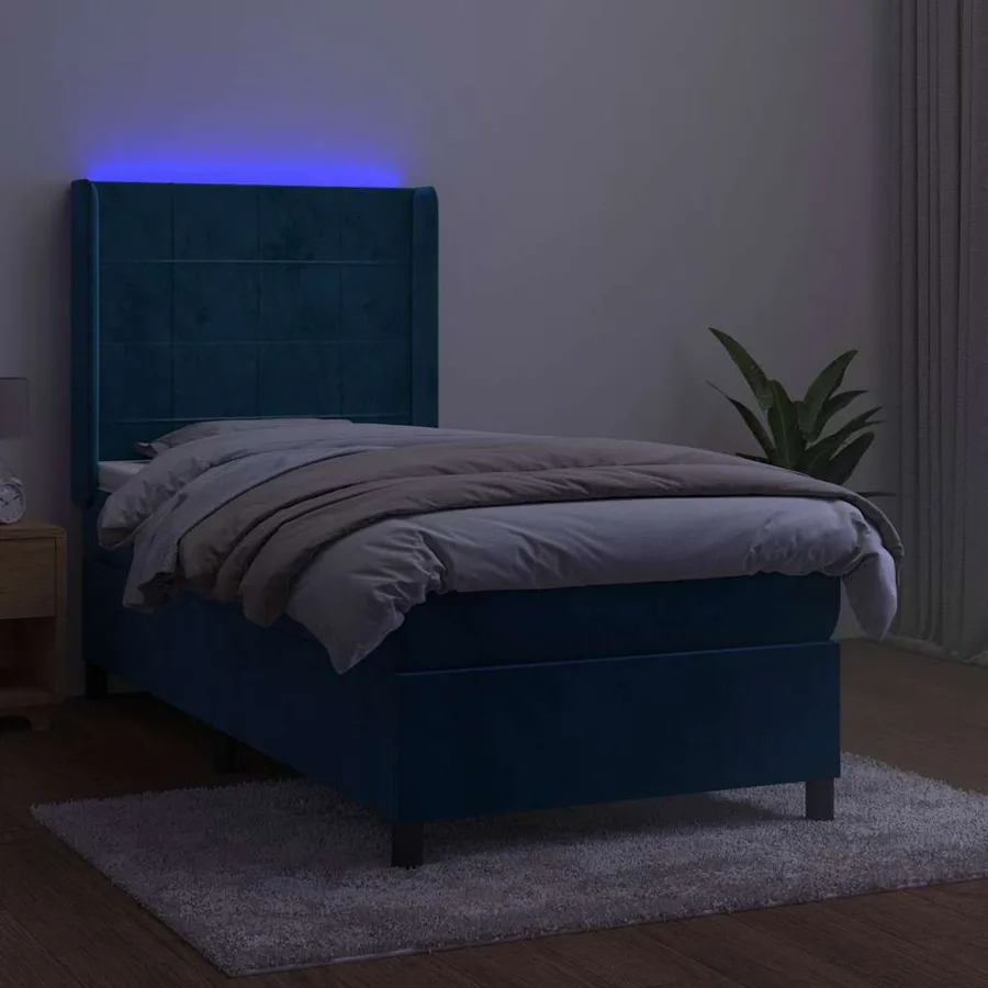 Sommier à lattes de lit matelas LED Bleu foncé 80x200cm Velours - 4
