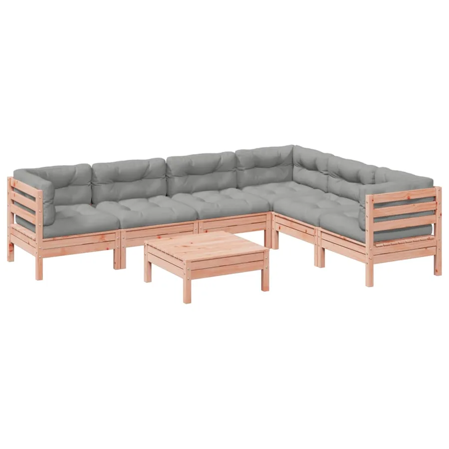 Salon de jardin 7 pcs et coussins bois massif sapin de douglas - 2