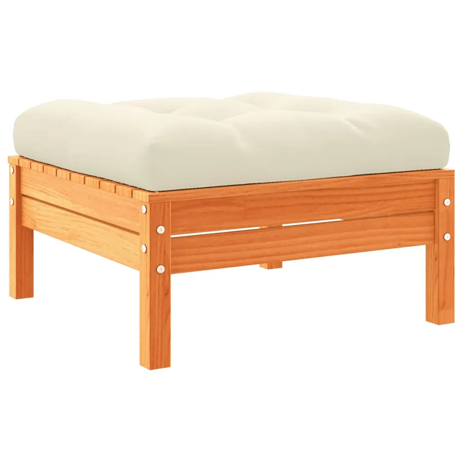 Salon de jardin 7 pcs avec coussins cire marron bois pin massif - 9