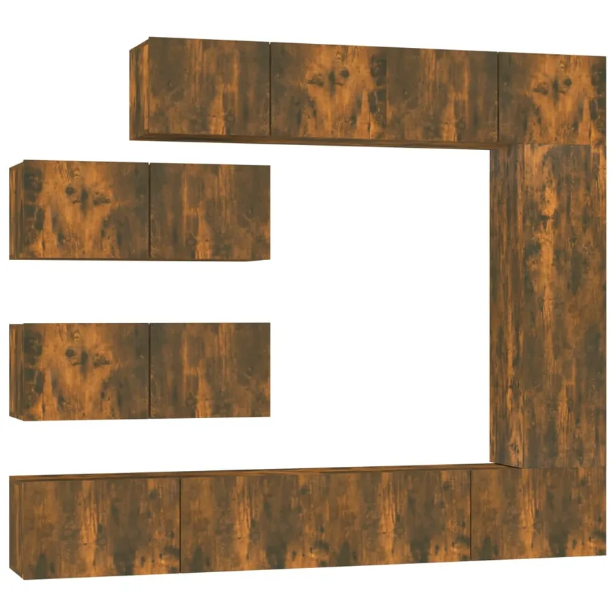 Ensemble de meubles TV 7 pcs Chêne fumé Bois d'ingénierie - 2
