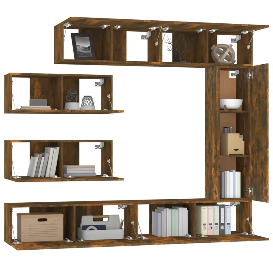 Ensemble de meubles TV 7 pcs Chêne fumé Bois d'ingénierie - 4