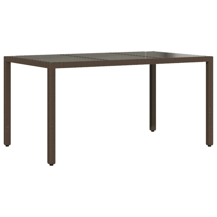 Table de jardin avec dessus en verre marron résine tressée - 2