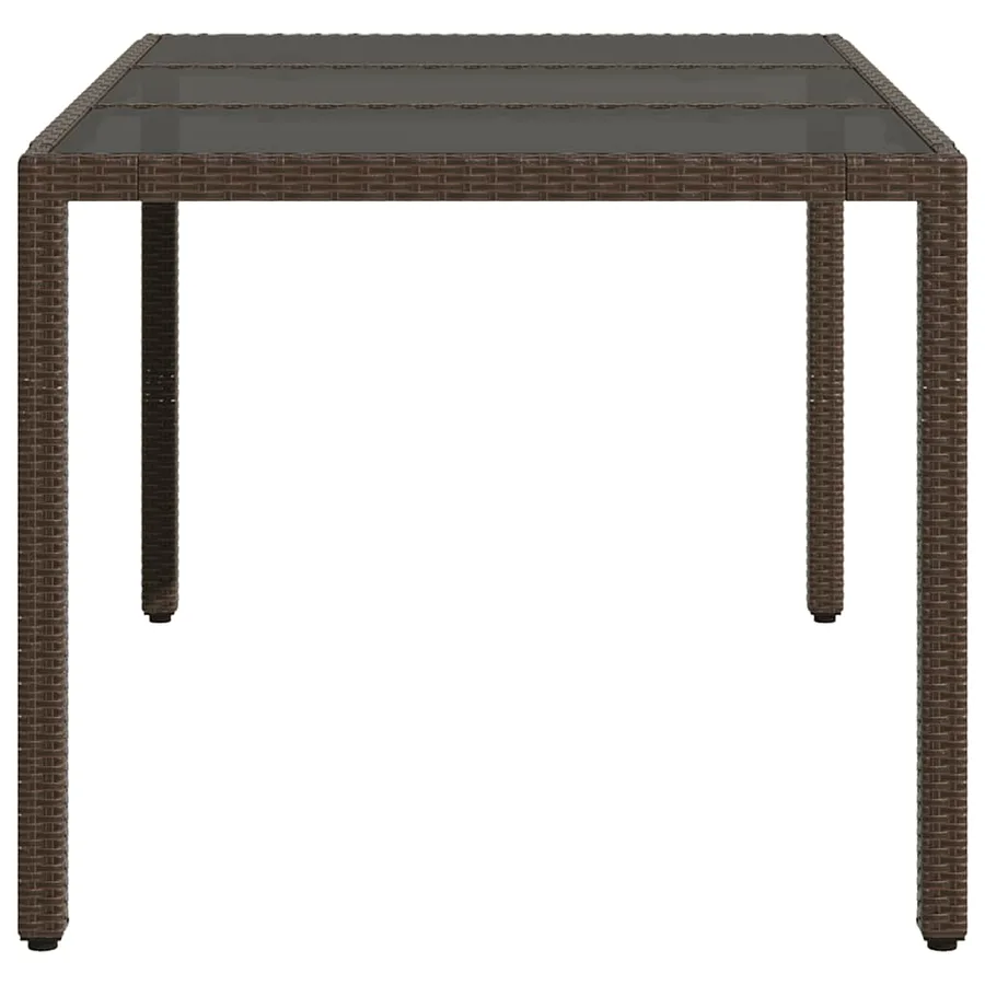 Table de jardin avec dessus en verre marron résine tressée - 5