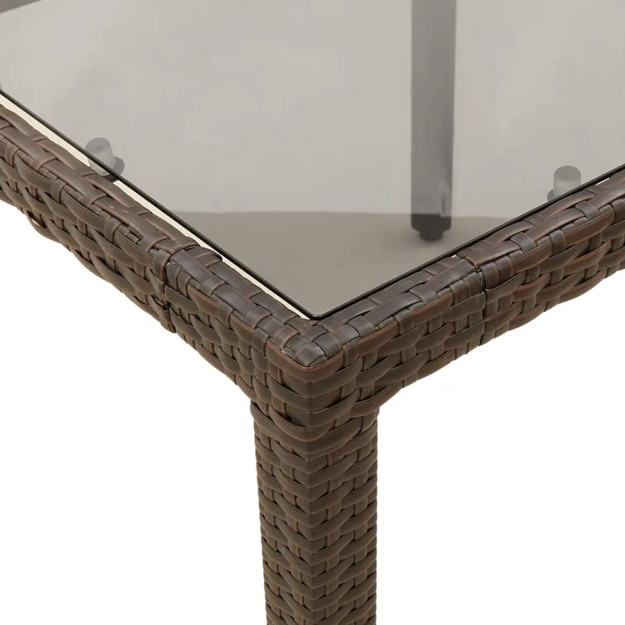 Table de jardin avec dessus en verre marron résine tressée - 8