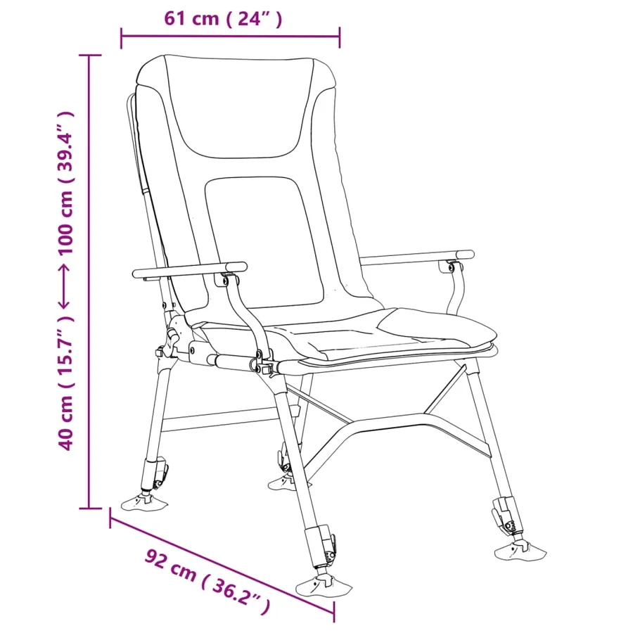 Chaise de pêche avec accoudoir pliable taupe - 11