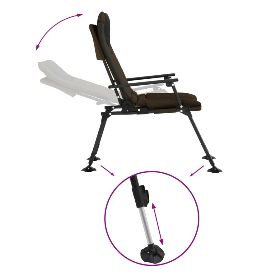 Chaise de pêche avec accoudoir pliable taupe - 6