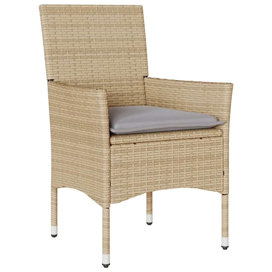 Ensemble à manger de jardin et coussins 5 pcs beige rotin verre - 3