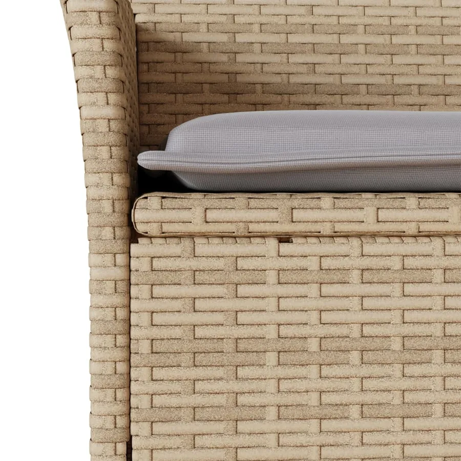 Ensemble à manger de jardin et coussins 5 pcs beige rotin verre - 5