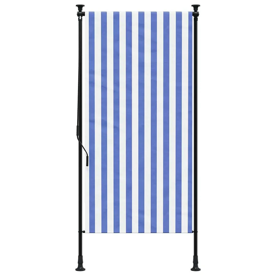Store roulant d'extérieur bleu et blanc 120x270 cm tissu acier - 3