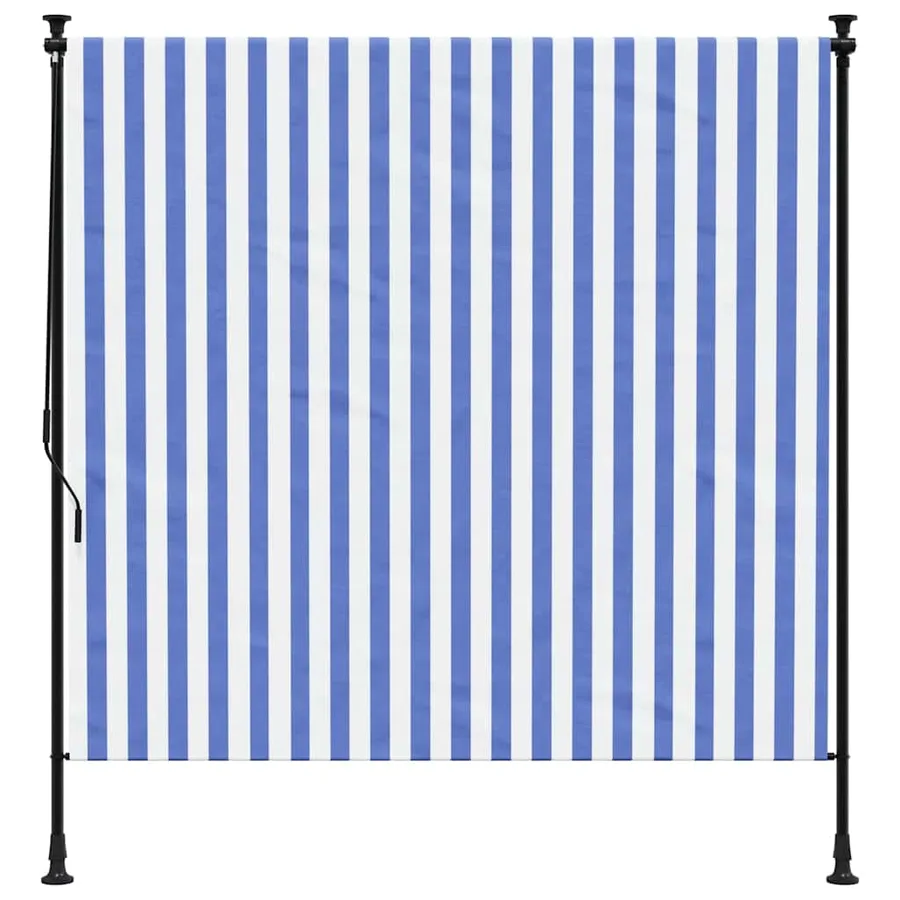 Store roulant d'extérieur bleu et blanc 200x270 cm tissu acier - 3