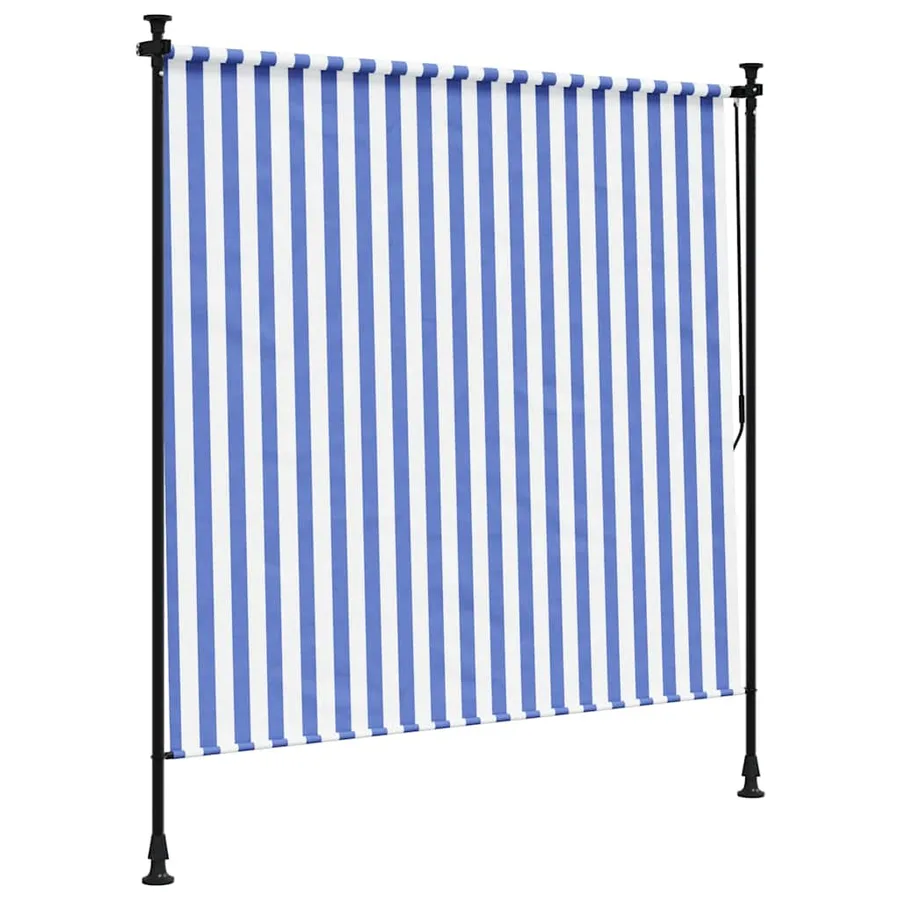 Store roulant d'extérieur bleu et blanc 200x270 cm tissu acier - 5