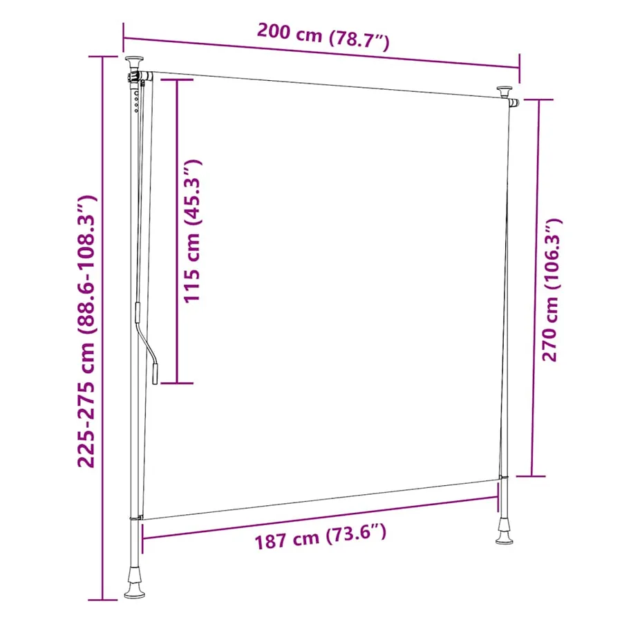 Store roulant d'extérieur bleu et blanc 200x270 cm tissu acier - 9