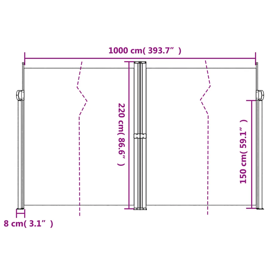 Auvent latéral rétractable marron 220x1000 cm - 10