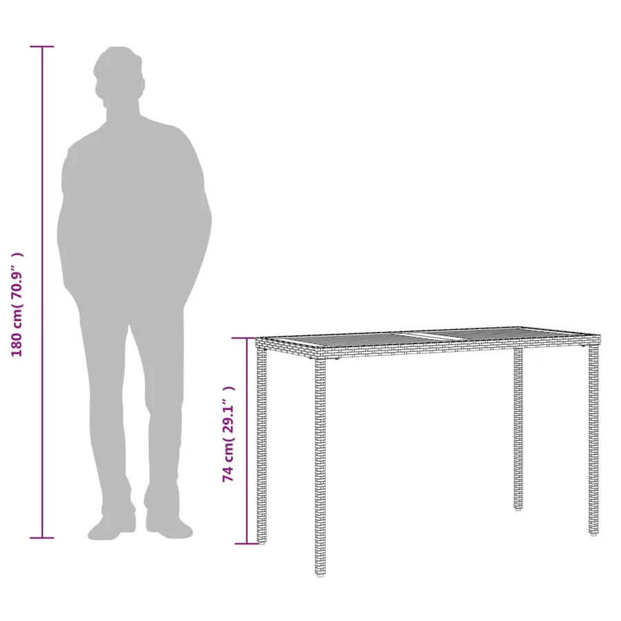 Table de jardin avec dessus en bois d'acacia beige 115x54x74 cm - 9