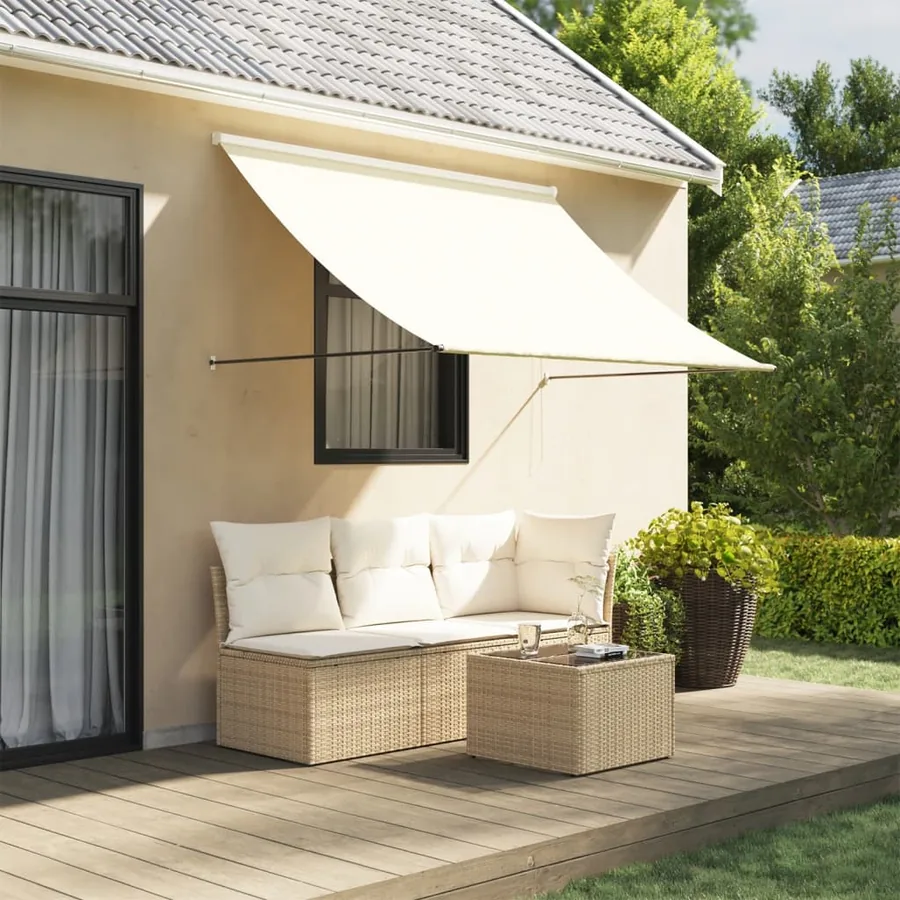 Auvent rétractable crème 200x150 m tissu et acier