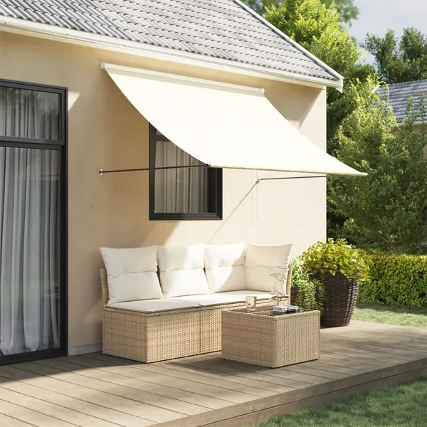 Auvent rétractable crème 200x150 m tissu et acier