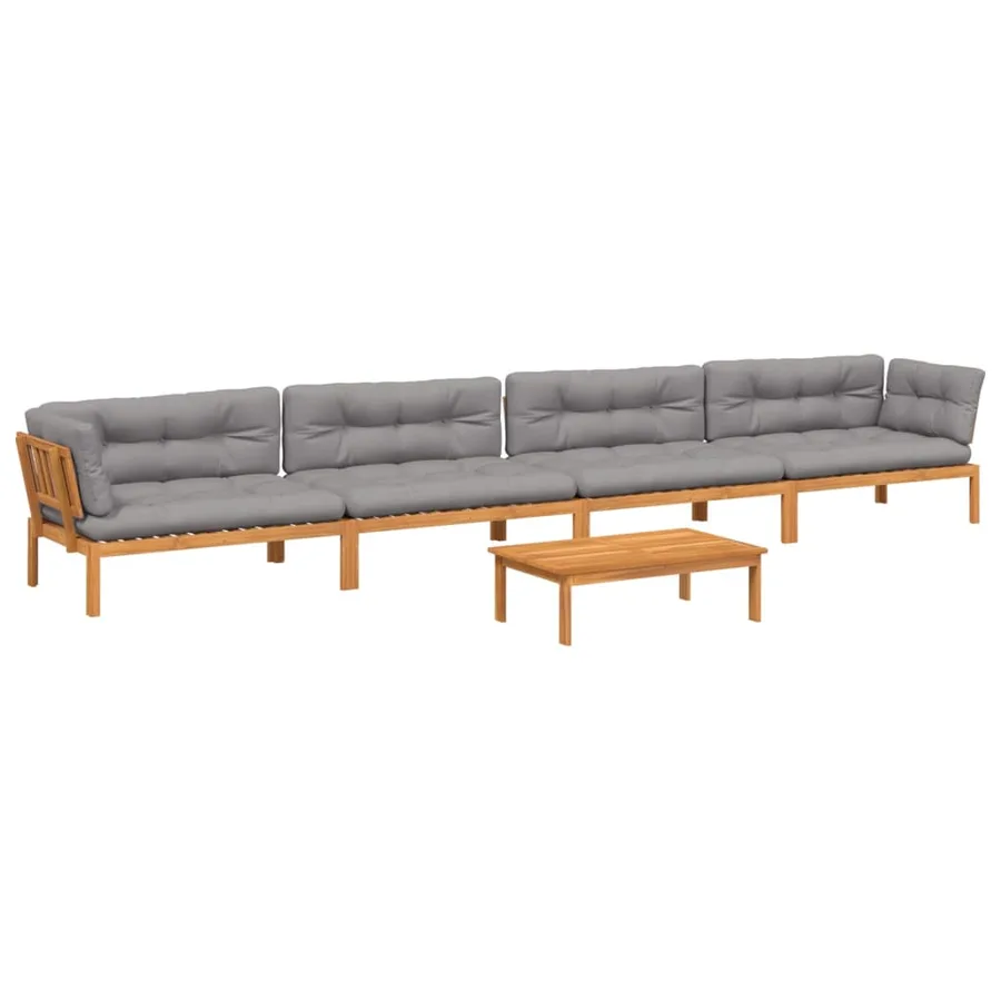 Salon palette de jardin avec coussins 5pcs bois d'acacia massif - 2