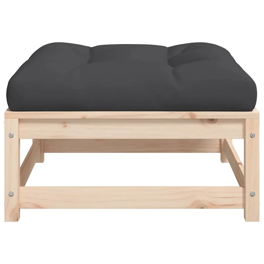 Repose-pied de jardin avec coussin bois de pin massif - 5