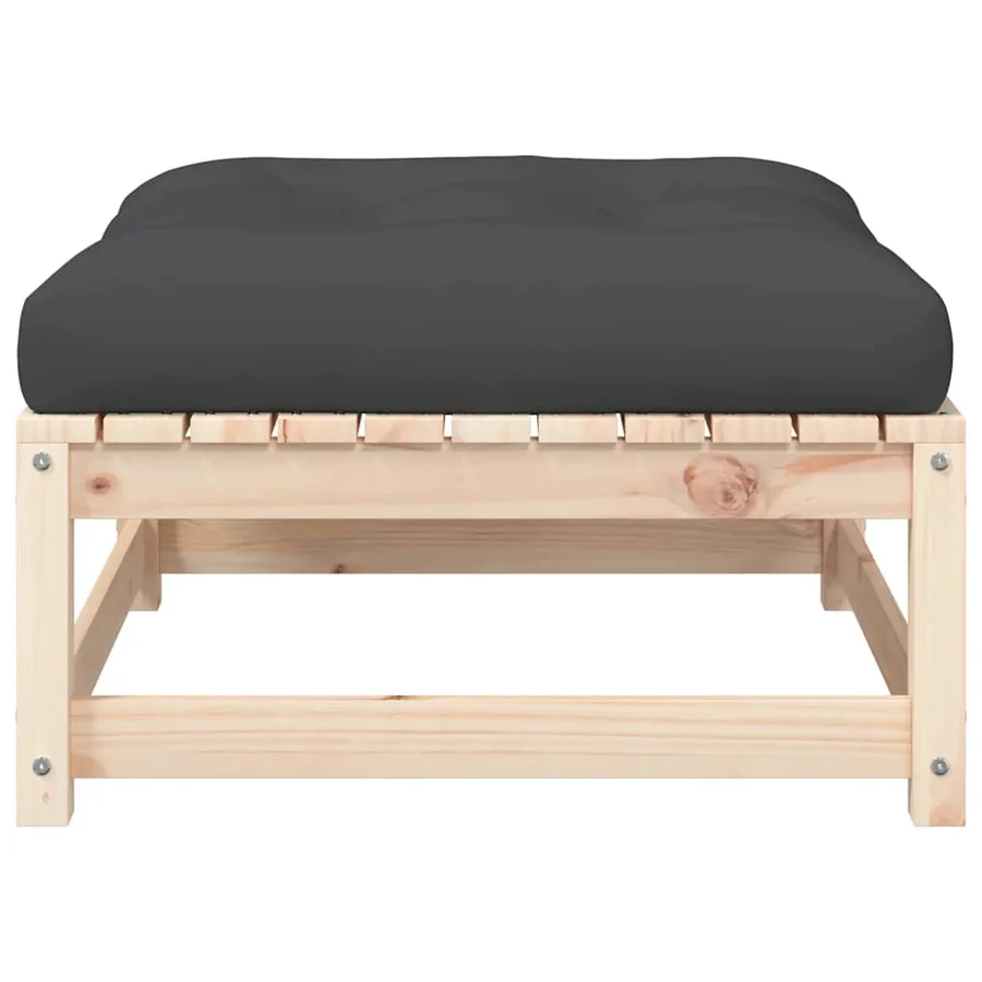 Repose-pied de jardin avec coussin bois de pin massif - 6