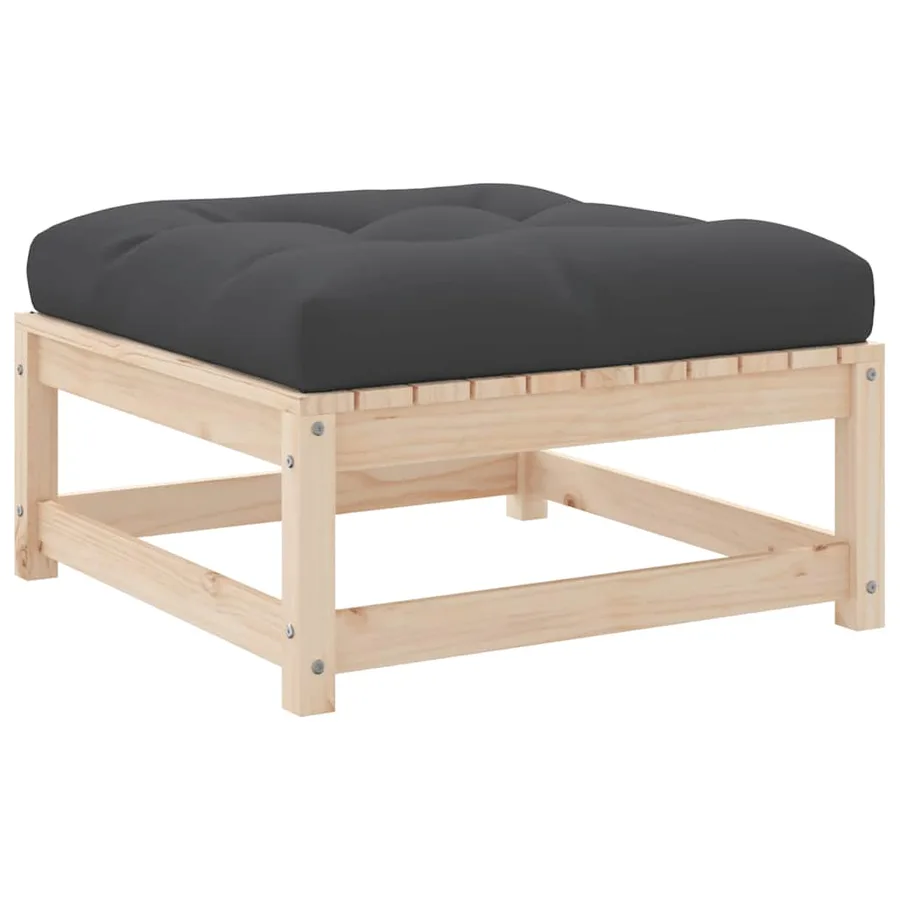 Repose-pied de jardin avec coussin bois de pin massif - 7
