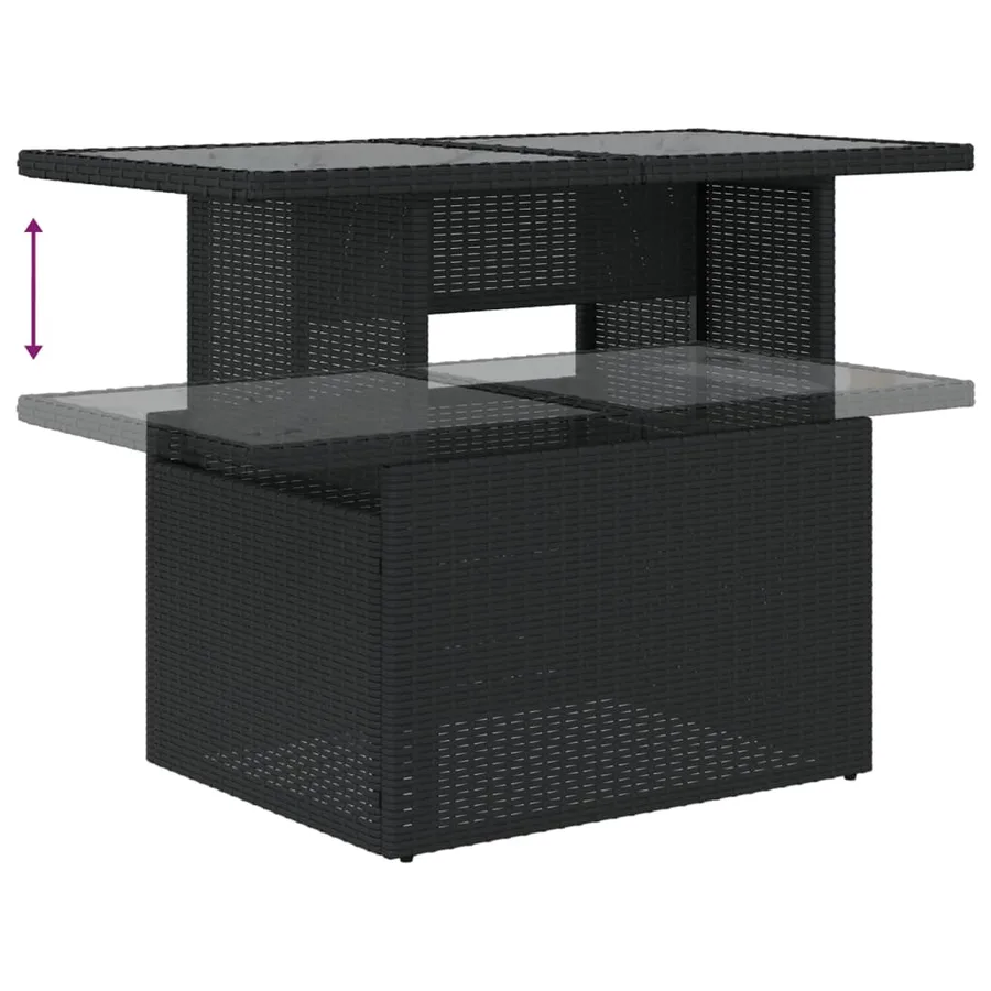 Salon de jardin 8 pcs avec coussins noir résine tressée - 9