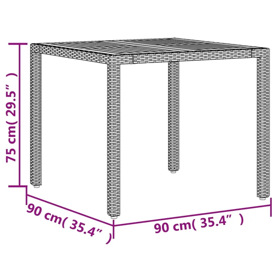 Table de jardin et dessus en bois d'acacia noir résine tressée - 11