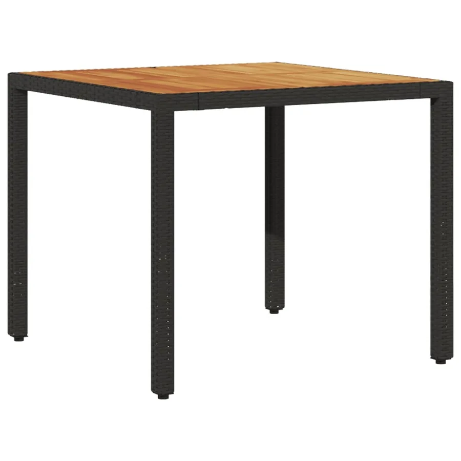 Table de jardin et dessus en bois d'acacia noir résine tressée - 2