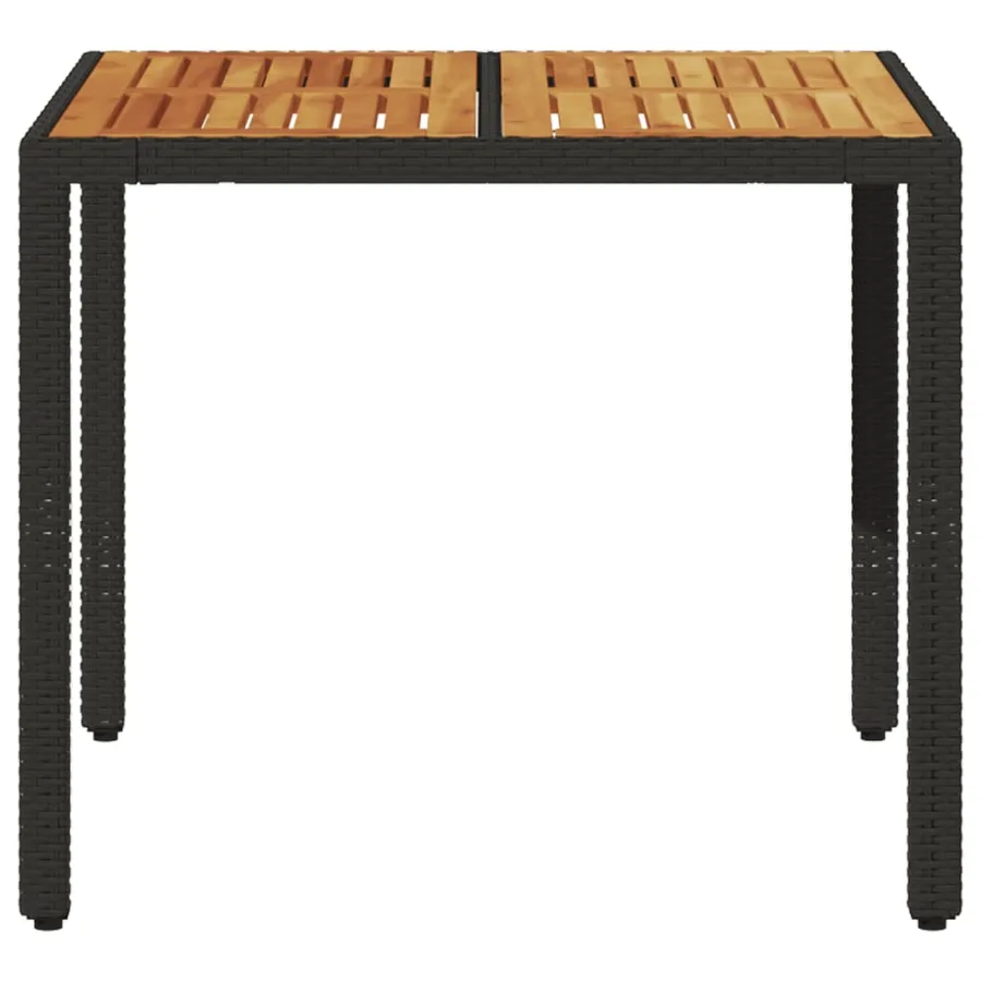Table de jardin et dessus en bois d'acacia noir résine tressée - 4