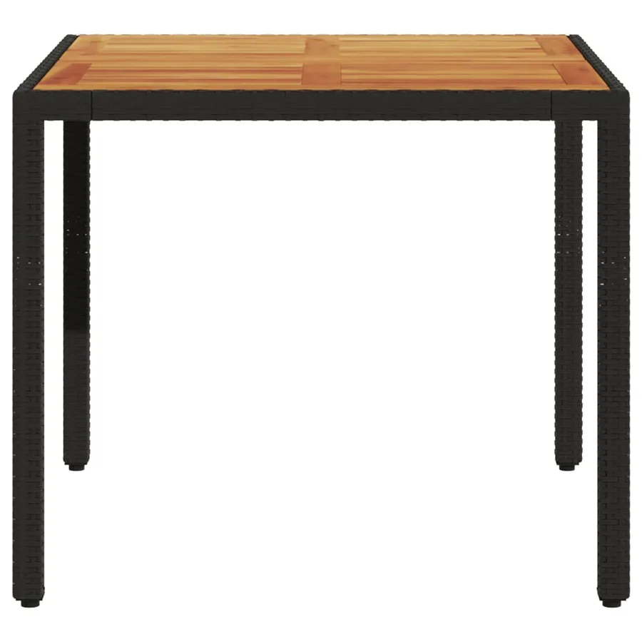 Table de jardin et dessus en bois d'acacia noir résine tressée - 5