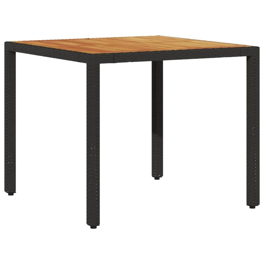Table de jardin et dessus en bois d'acacia noir résine tressée - 6