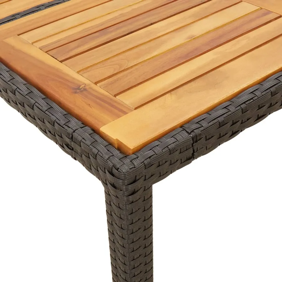 Table de jardin et dessus en bois d'acacia noir résine tressée - 8