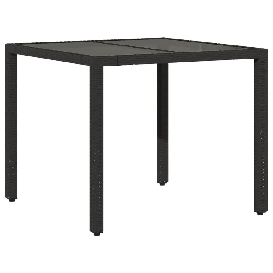 Ensemble à manger de jardin et coussins 5 pcs noir rotin verre - 4