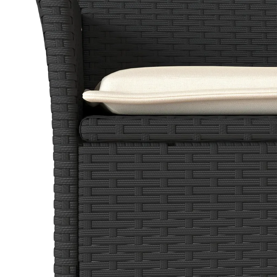Ensemble à manger de jardin et coussins 5 pcs noir rotin verre - 5