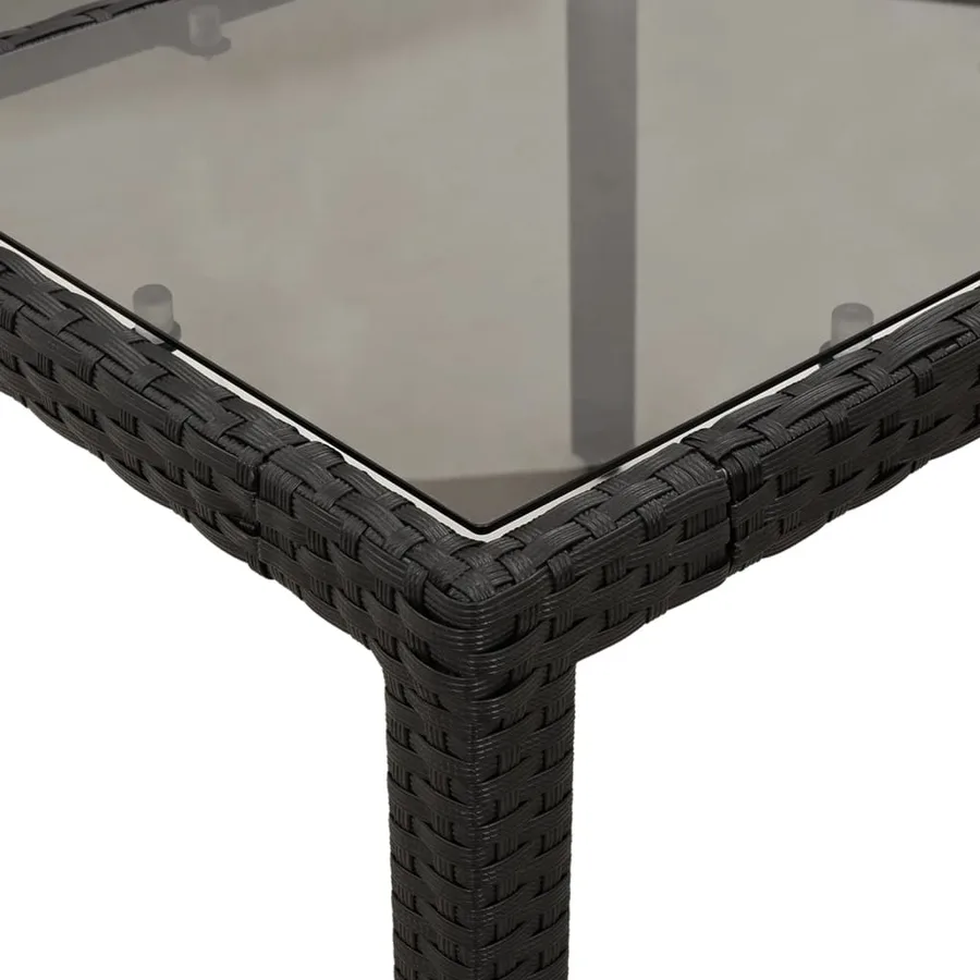 Ensemble à manger de jardin et coussins 5 pcs noir rotin verre - 6